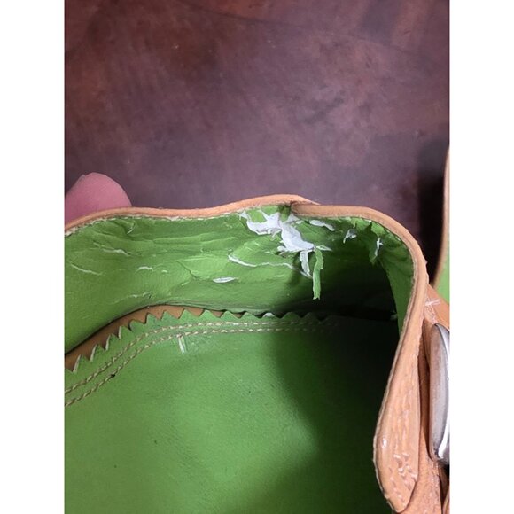 Naturalizer Tan Leather Mule Heels Buckle Detail & Green Insoles Size 8N - Picture 11 of 12